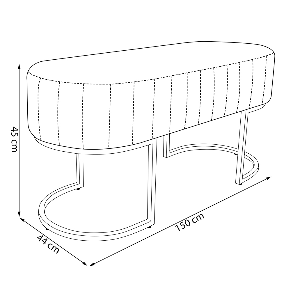 Banco Recamier Estofado Luana Base Preta Veludo Verde - Montanaris Decor