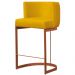 Banqueta Estofada Emily Base Bronze Veludo Amarelo - Montanaris Decor