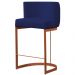 Banqueta Estofada Emily Base Bronze Veludo Azul Marinho - Montanaris Decor