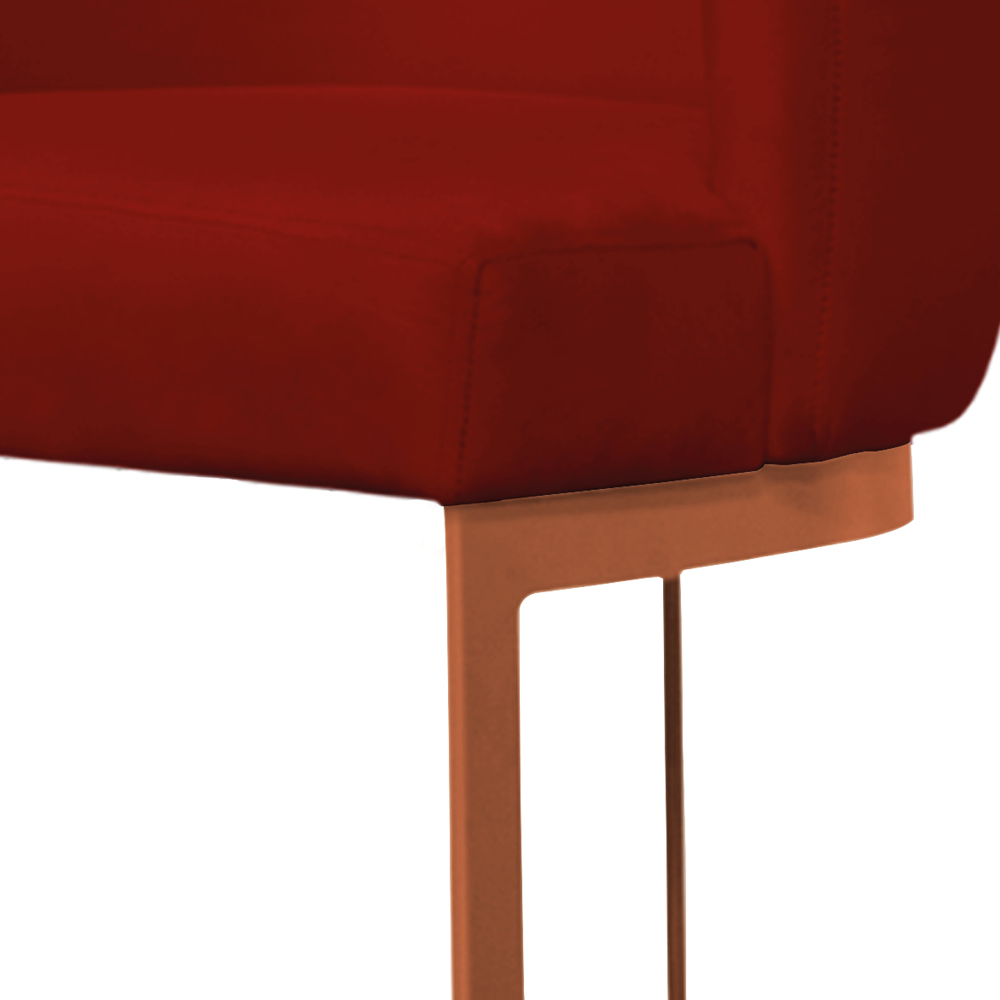 Banqueta Estofada Emily Base Bronze Veludo Bordô- Montanaris Decor