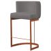 Banqueta Estofada Emily Base Bronze Veludo Cinza Escuro - Montanaris Decor