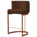 Banqueta Estofada Emily Base Bronze Veludo Marrom - Montanaris Decor
