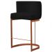 Banqueta Estofada Emily Base Bronze Veludo Preto - Montanaris Decor