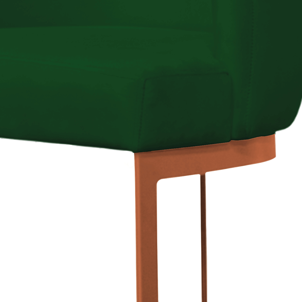 Banqueta Estofada Emily Base Bronze Veludo Verde  - Montanaris Decor