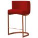 Banqueta Estofada Emily Base Bronze Veludo Vermelho - Montanaris Decor