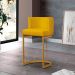 Banqueta Estofada Emily Base Gold Veludo Amarelo - Montanaris Decor