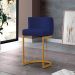 Banqueta Estofada Emily Base Gold Veludo Azul Marinho - Montanaris Decor