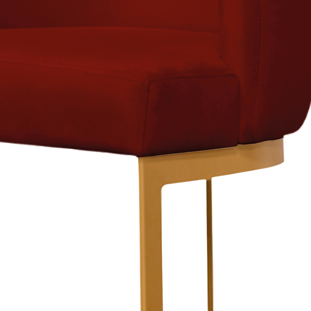 Banqueta Estofada Emily Base Gold Veludo Bordô - Montanaris Decor