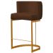 Banqueta Estofada Emily Base Gold Veludo Marrom - Montanaris Decor