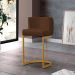 Banqueta Estofada Emily Base Gold Veludo Marrom - Montanaris Decor