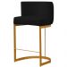 Banqueta Estofada Emily Base Gold Veludo Preto - Montanaris Decor