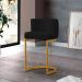Banqueta Estofada Emily Base Gold Veludo Preto - Montanaris Decor