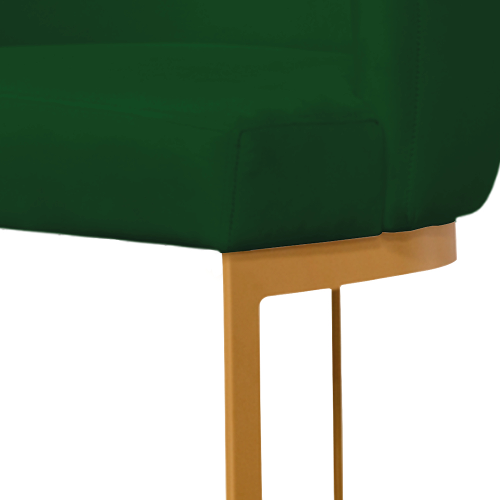 Banqueta Estofada Emily Base Gold Veludo Verde - Montanaris Decor