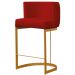 Banqueta Estofada Emily Base Gold Veludo Vermelho - Montanaris Decor