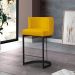 Banqueta Estofada Emily Base Preto Veludo Amarelo - Montanaris Decor