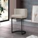 Banqueta Estofada Emily Base Preto Veludo Bege - Montanaris Decor