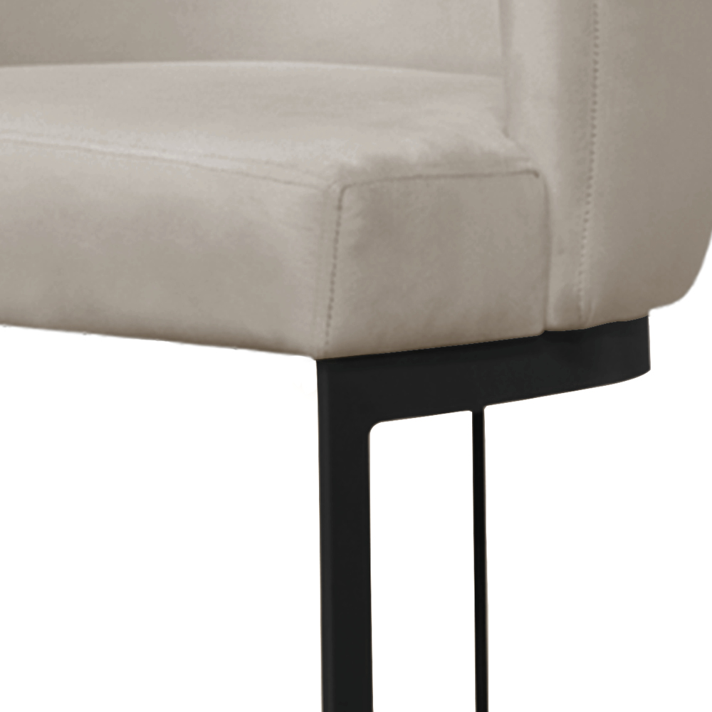 Banqueta Estofada Emily Base Preto Veludo Bege - Montanaris Decor