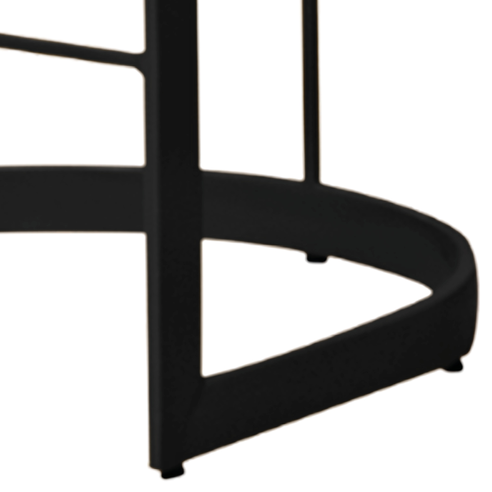 Banqueta Estofada Emily Base Preto Veludo Bege - Montanaris Decor