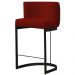 Banqueta Estofada Emily Base Preto Veludo Bordô - Montanaris Decor