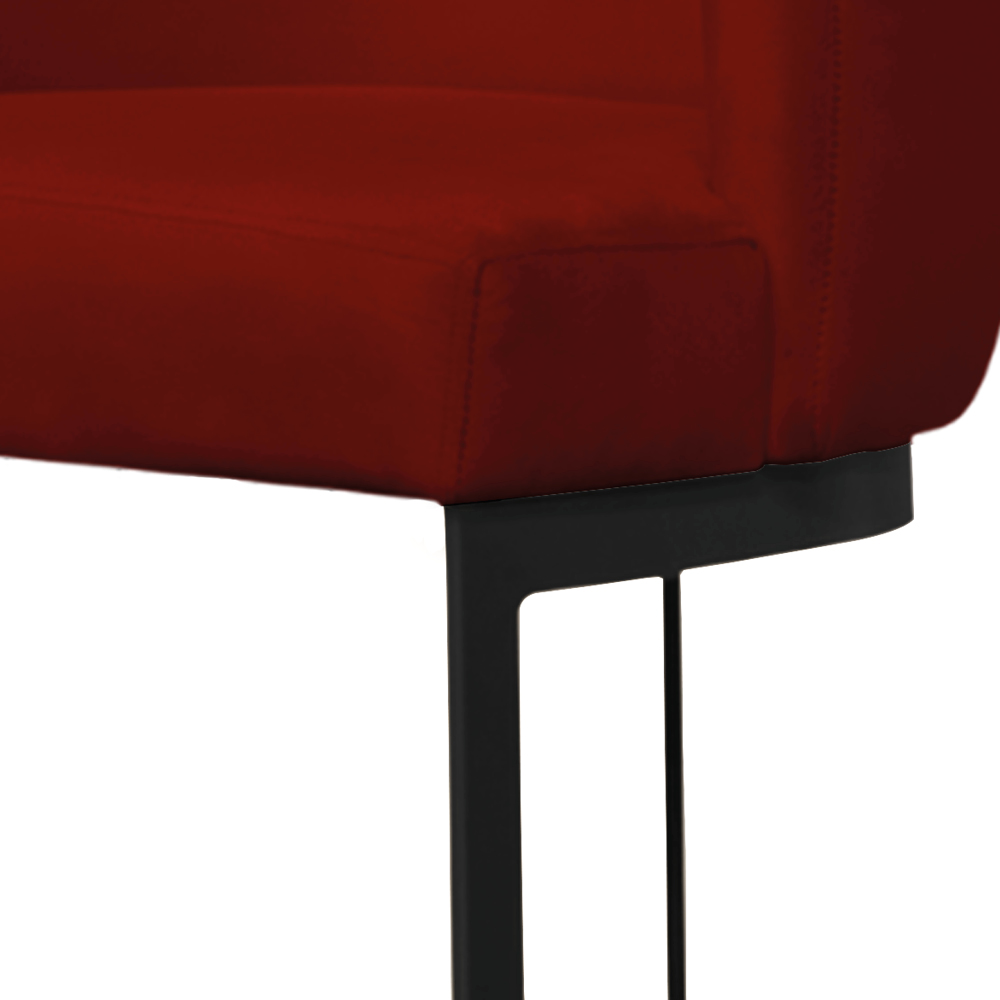 Banqueta Estofada Emily Base Preto Veludo Bordô - Montanaris Decor
