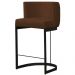 Banqueta Estofada Emily Base Preto Veludo Marrom - Montanaris Decor