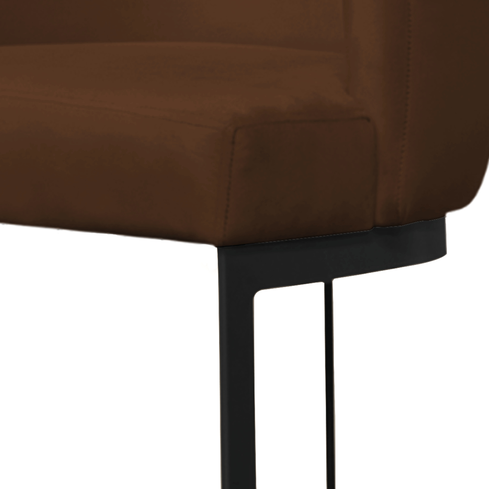 Banqueta Estofada Emily Base Preto Veludo Marrom - Montanaris Decor