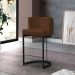 Banqueta Estofada Emily Base Preto Veludo Marrom - Montanaris Decor