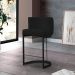 Banqueta Estofada Emily Base Preto Veludo Preto - Montanaris Decor