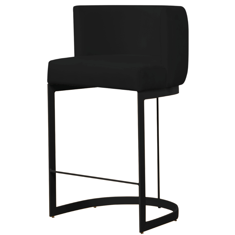 Banqueta Estofada Emily Base Preto Veludo Preto - Montanaris Decor