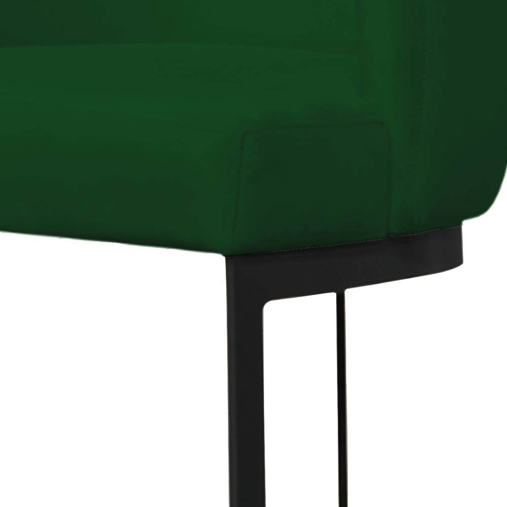 Banqueta Estofada Emily Base Preto Veludo Verde - Montanaris Decor