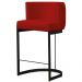 Banqueta Estofada Emily Base Preto Veludo Vermelho - Montanaris Decor