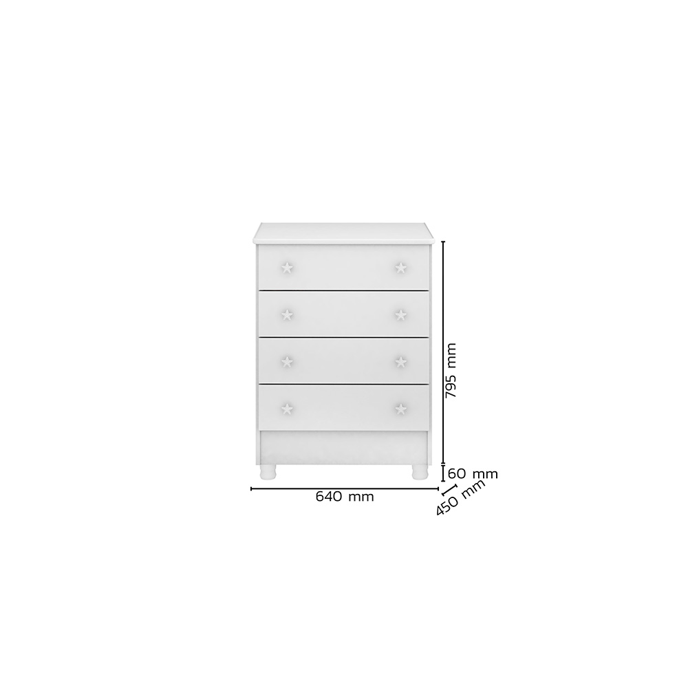 Cômoda  4Gavetas Doce Sonho Branco - Montanaris Decor