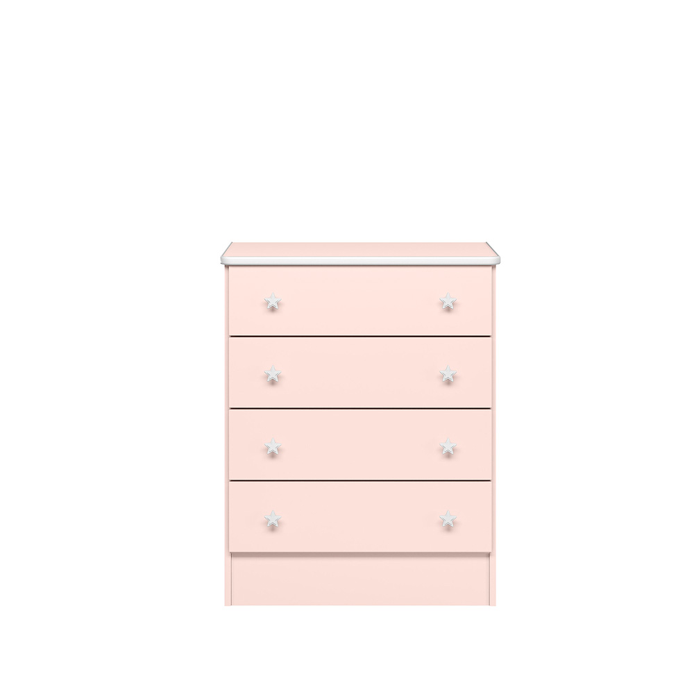 Cômoda  4Gavetas Doce Sonho Rosa Acetinado - Montanaris Decor