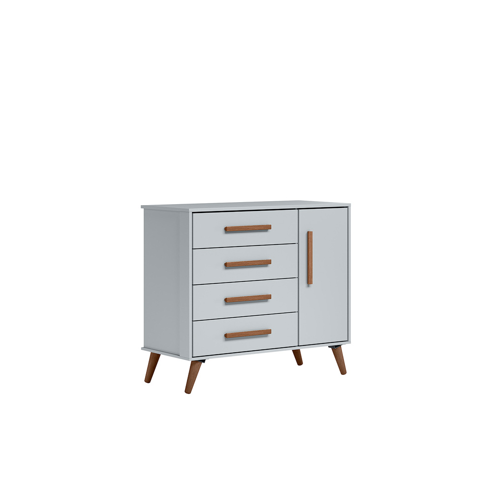 Cômoda Sap. 1Porta 4 Gavetas Q Encanto Retrô Cinza  - Montanaris Decor