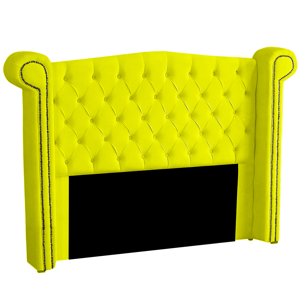 Cabeceira Solteiro 100cm Decorativa Ayla Veludo Amarelo - Montanaris Decor