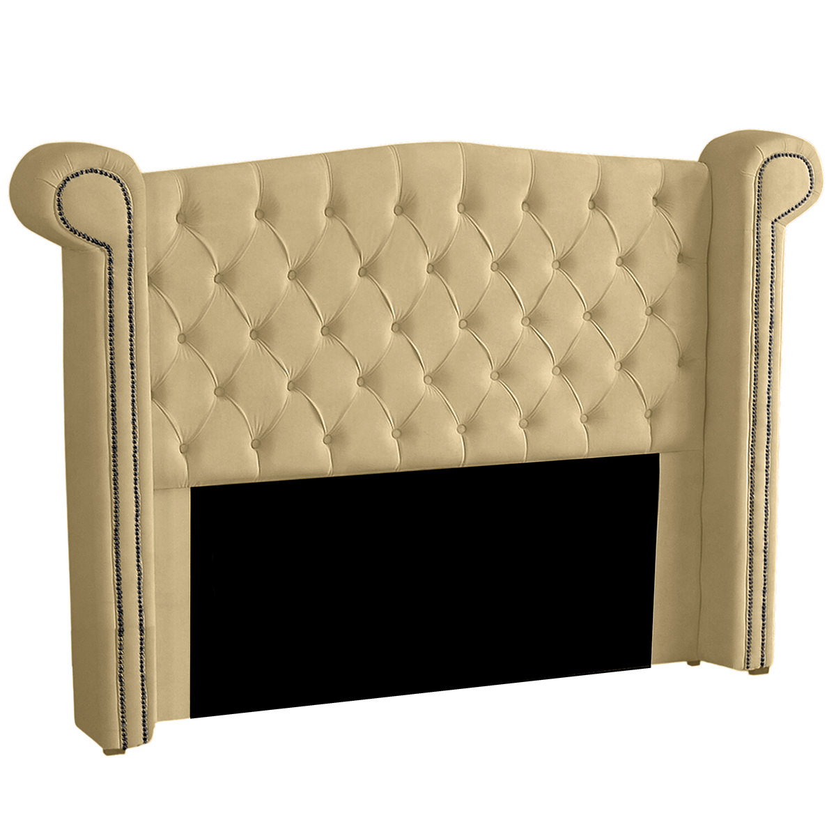 Cabeceira Solteiro 100cm Decorativa Ayla Veludo Bege - Montanaris Decor