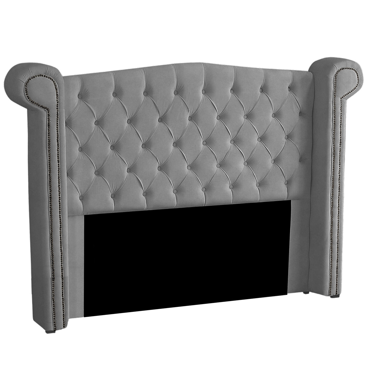 Cabeceira Solteiro 100cm Decorativa Ayla Veludo Cinza - Montanaris Decor