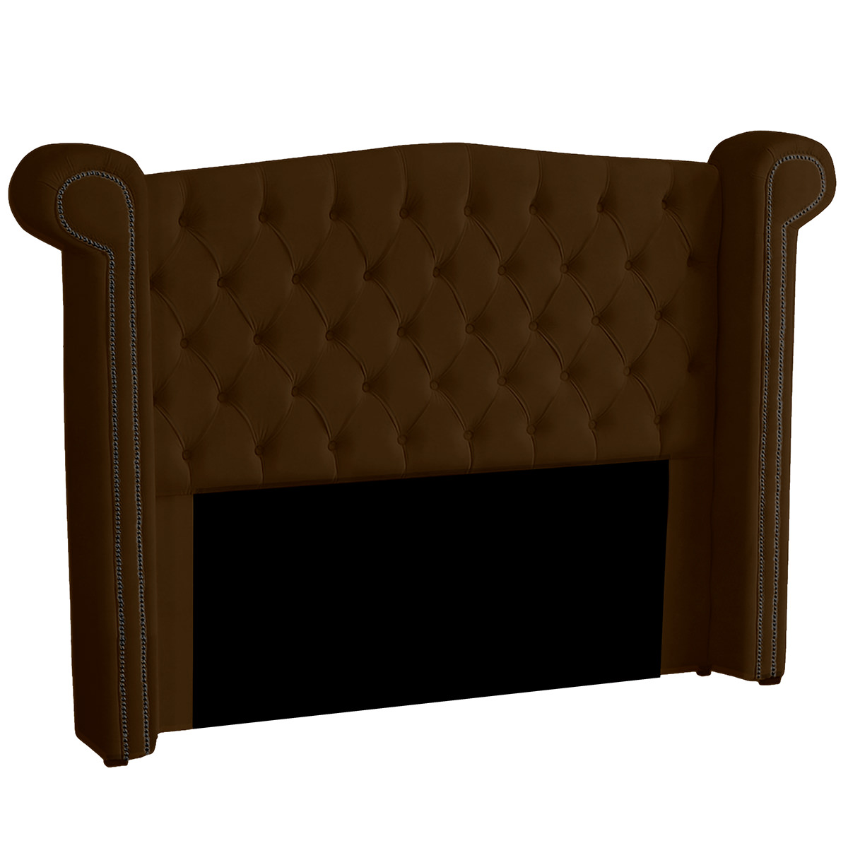 Cabeceira Solteiro 100cm Decorativa Ayla Veludo Marrom - Montanaris Decor