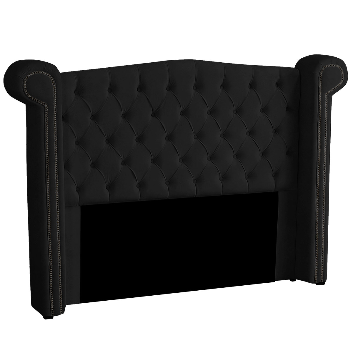Cabeceira Solteiro 100cm Decorativa Ayla Veludo Preto - Montanaris Decor