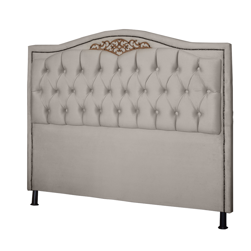 Cabeceira Solteiro 90cm Decorativa Maitê Veludo Bege - Montanaris Decor