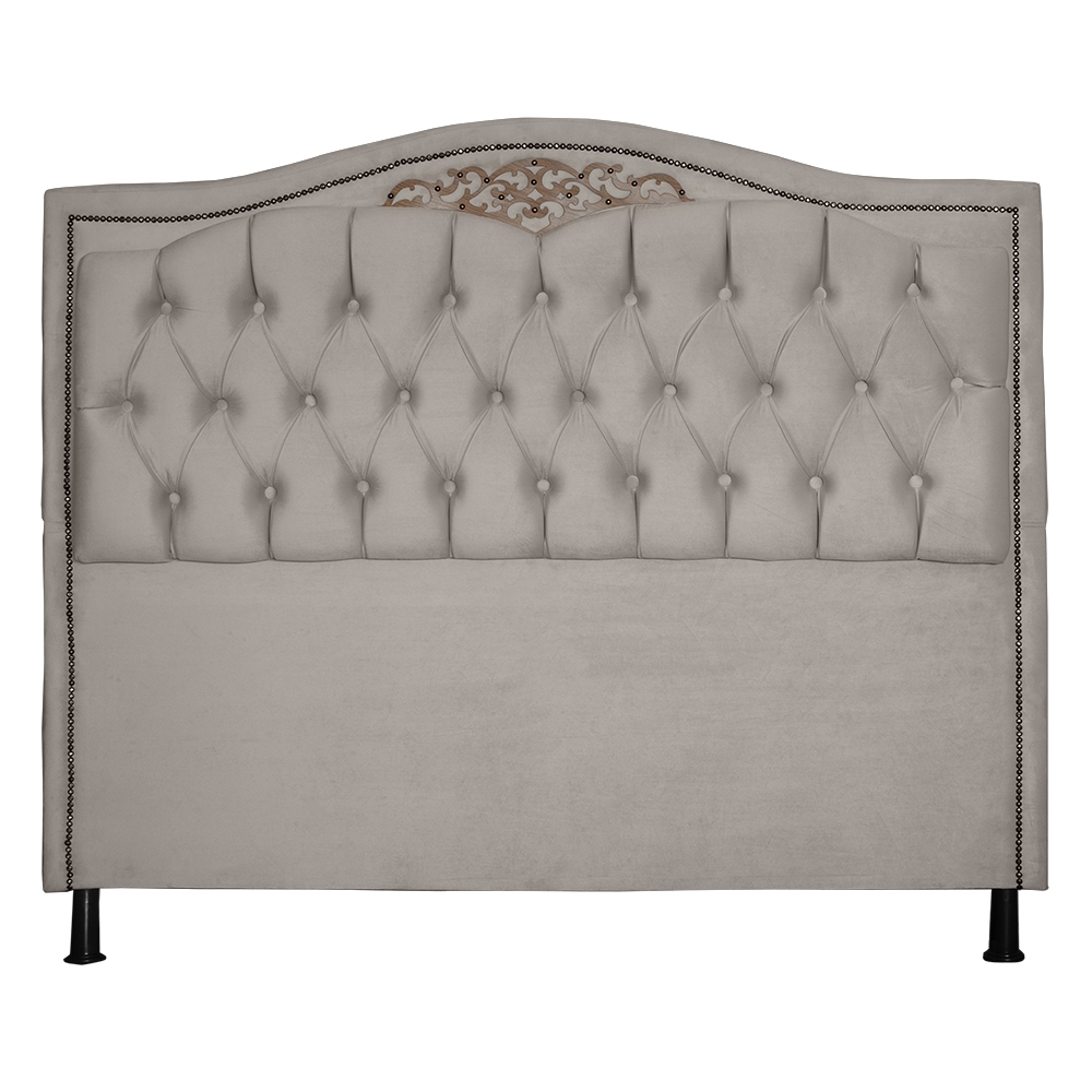 Cabeceira Solteiro 90cm Decorativa Maitê Veludo Bege - Montanaris Decor