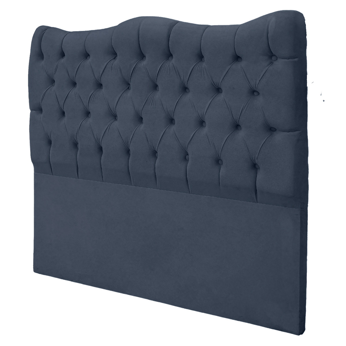 Cabeceira Solteiro 90cm Dunas Veludo Azul Marinho - Montanaris Decor