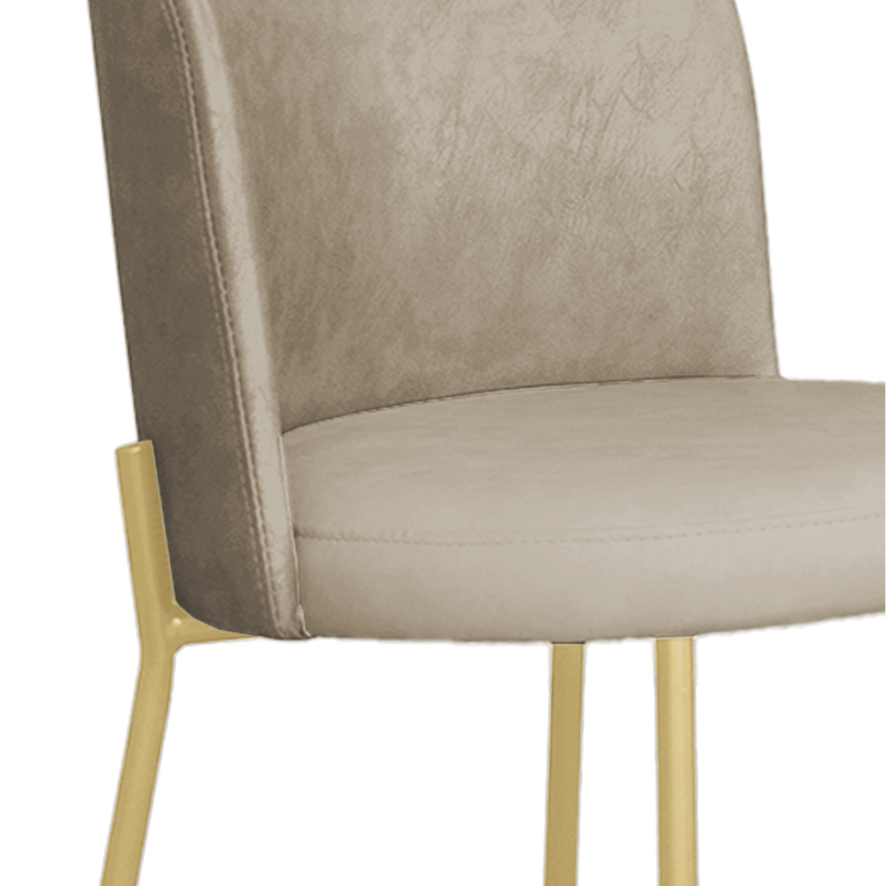 Cadeira Decorativa Elegance Base Champanhe Courino Bege - Montanaris Decor