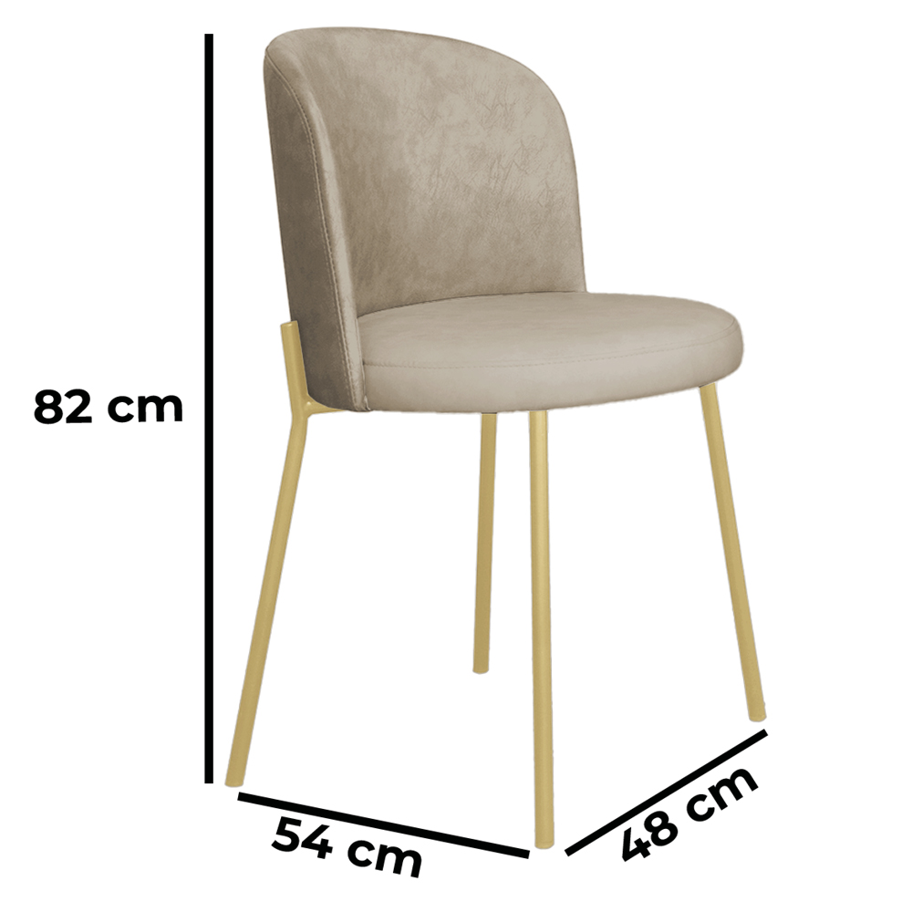 Cadeira Decorativa Elegance Base Champanhe Courino Bege - Montanaris Decor