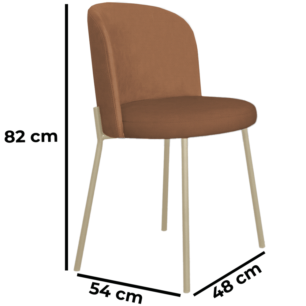 Cadeira Decorativa Elegance Base Champanhe Linho Avelã - Montanaris Decor
