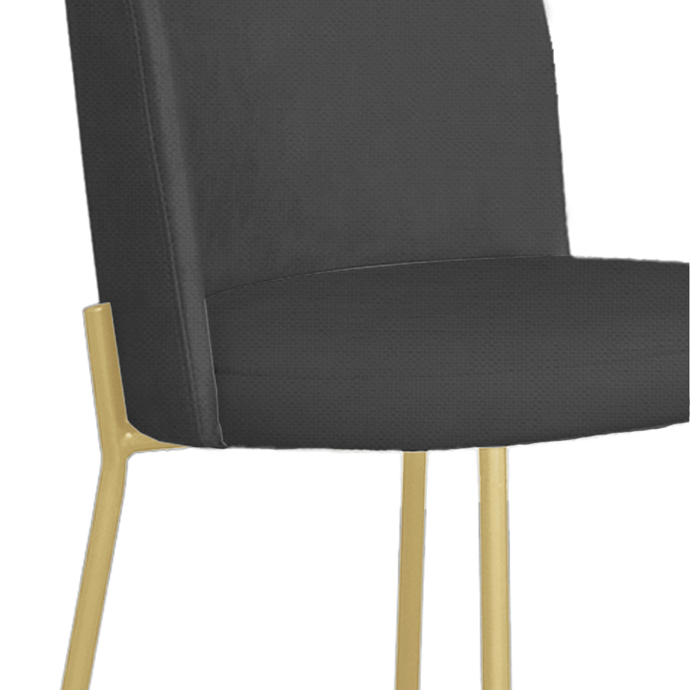 Cadeira Decorativa Elegance Base Champanhe Linho Chumbo - Montanaris Decor