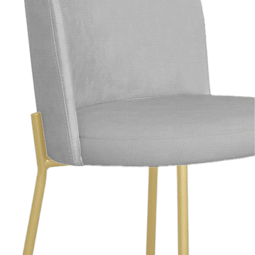 Cadeira Decorativa Elegance Base Champanhe Linho Cinza - Montanaris Decor