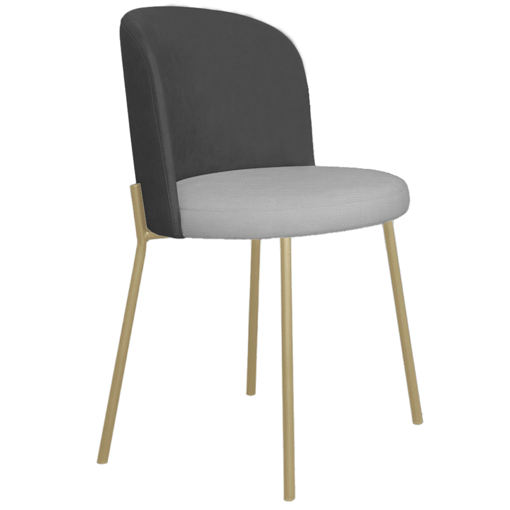 Cadeira Decorativa Elegance Base Champanhe Linho Cinza Escuro/Cinza Claro - Montanaris Decor