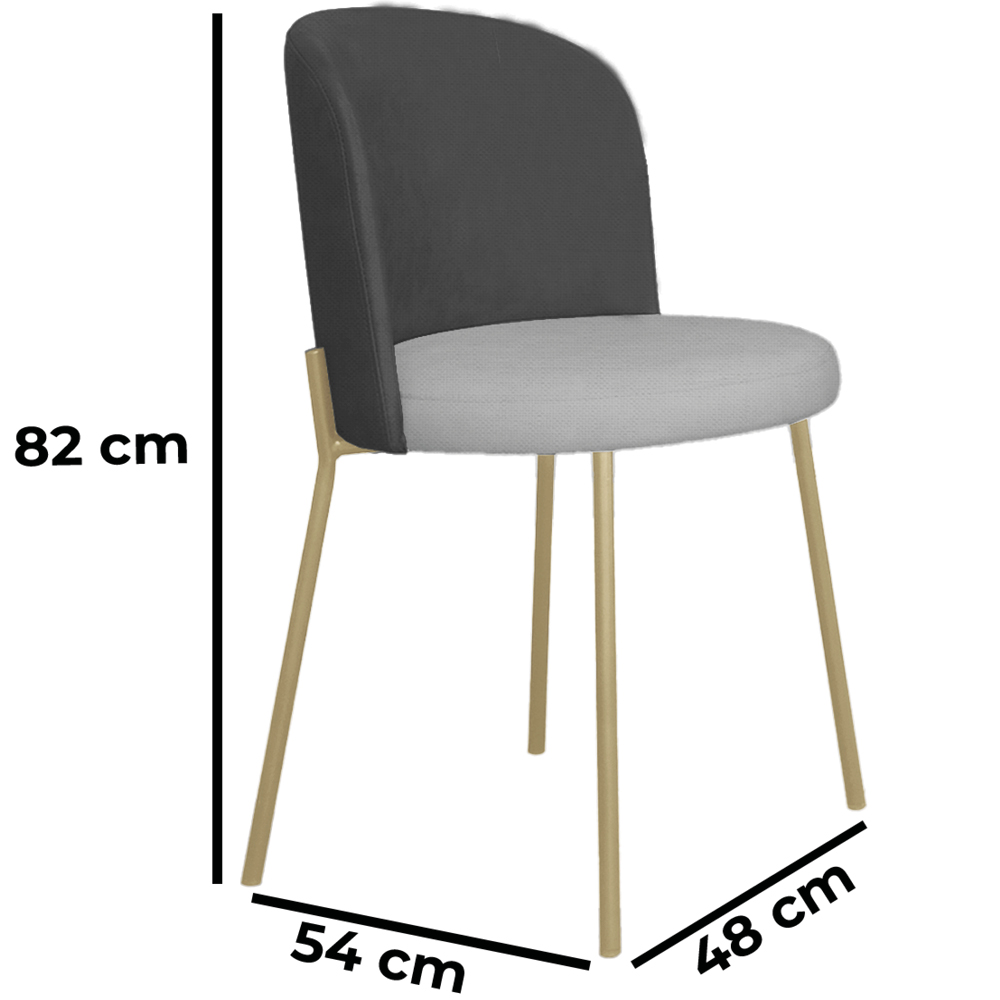 Cadeira Decorativa Elegance Base Champanhe Linho Cinza Escuro/Cinza Claro - Montanaris Decor