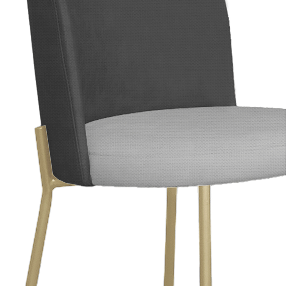 Cadeira Decorativa Elegance Base Champanhe Linho Cinza Escuro/Cinza Claro - Montanaris Decor